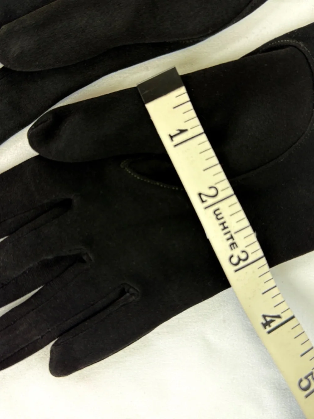 Vintage Dawnelle Black Gloves 6 Rhinestone Beaded J or Cane Cotton Double Weave